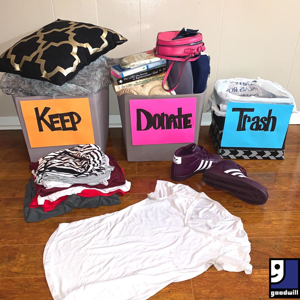 Keep, Donate, Trash organizer bins